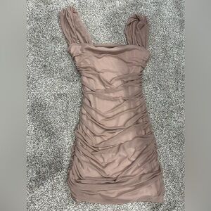 Ruched Brown Dress